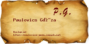 Paulovics Géza névjegykártya