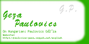 geza paulovics business card